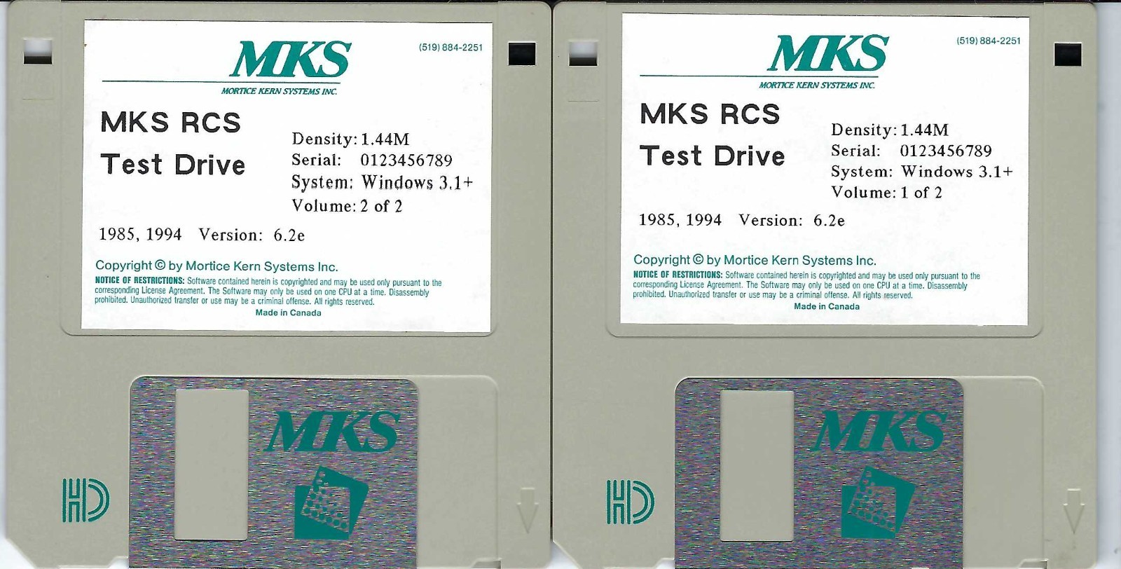 ITHistory SOFTWARE IBM  (1994) MKS RCS Test Drive Ver 6.2a (Mortice Kern 3.5"
