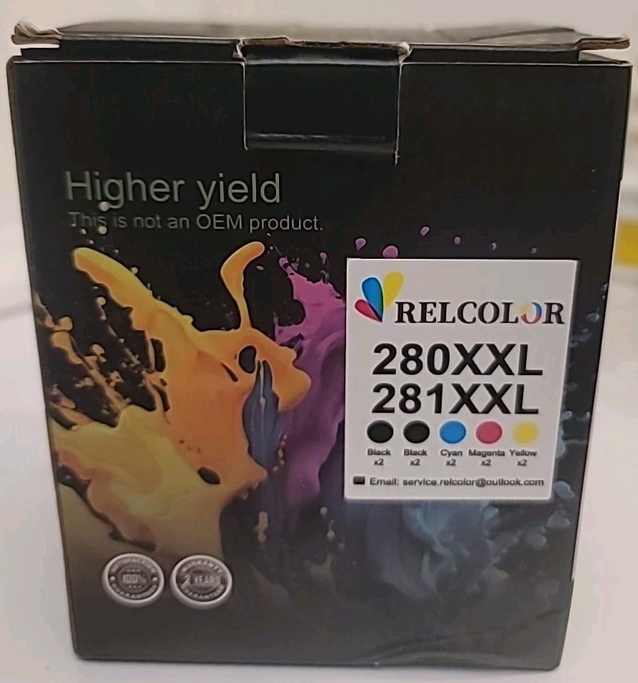Relcolor Printer Ink 280 XXL 281 XXL Higher Yield  Black And Multicolor Box Pack