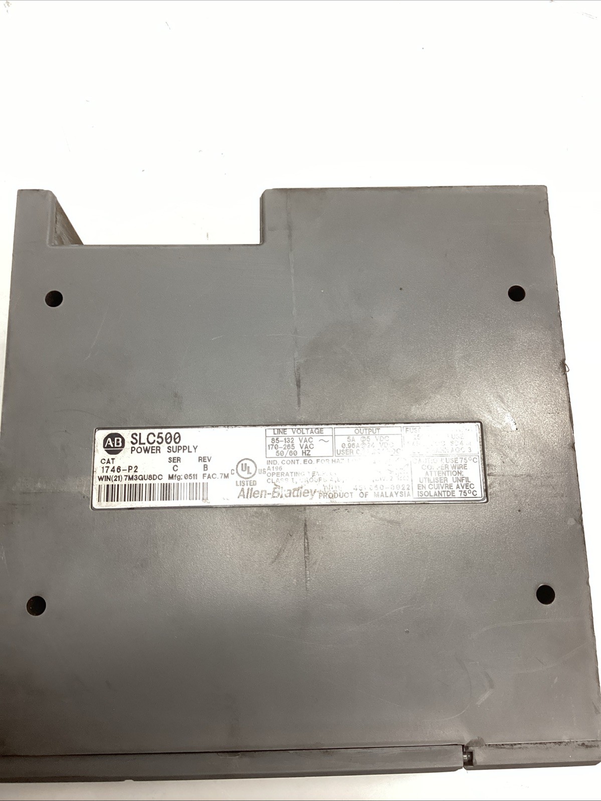 Allen Bradley 1746-P2 Ser C SLC 500 Power Supply. T-965