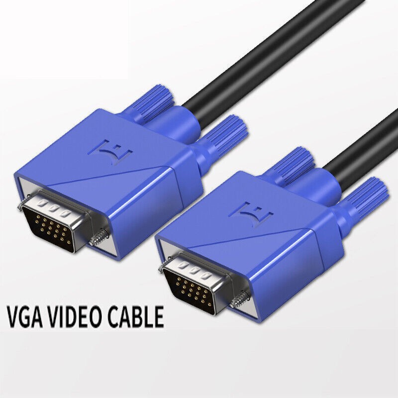 VGA (3+6) Male to Male Cable 1080p Full HD For Computer Monitor Connection US