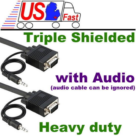 35ft long SVGA/VGA Male-M Monitor/TV/HDTV/Projector Cable/Cord/Wire{Shielded $SH
