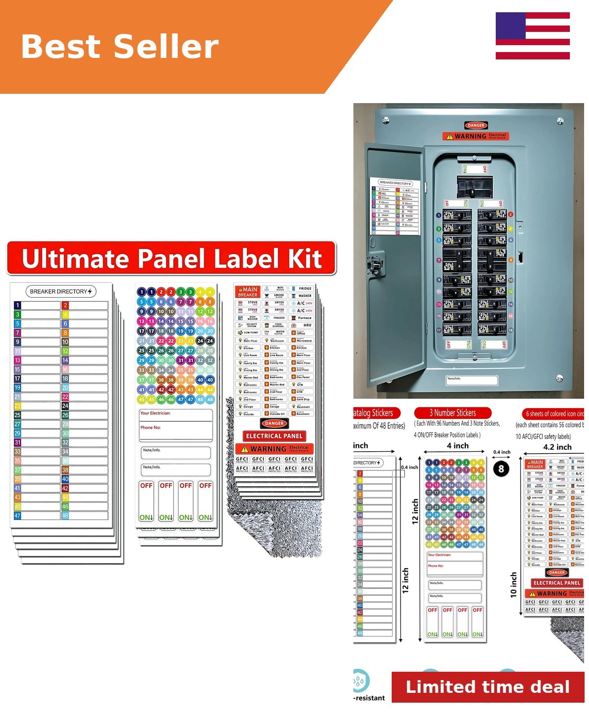 Ultimate 48 Circuit Electrical Panel Labels Kit with Cleaning Cloth