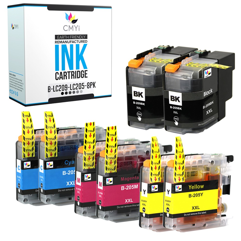 CMYi 8PK Compatible LC209 LC205 Ink Cartridges Combo fits Brother MFC-J5720DW