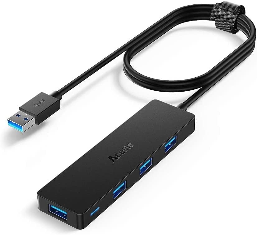 USB Hub 3.0 Splitter, 4-Port Expander with 4ft Cable for PC, Laptop, Mac, PS4