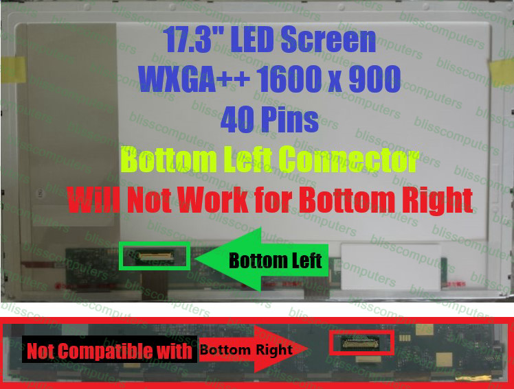 AU OPTRONICS B173RW01 V.0 DOWN LEFT CONNECTOR LAPTOP LED LCD Screen 17.3" WXGA++