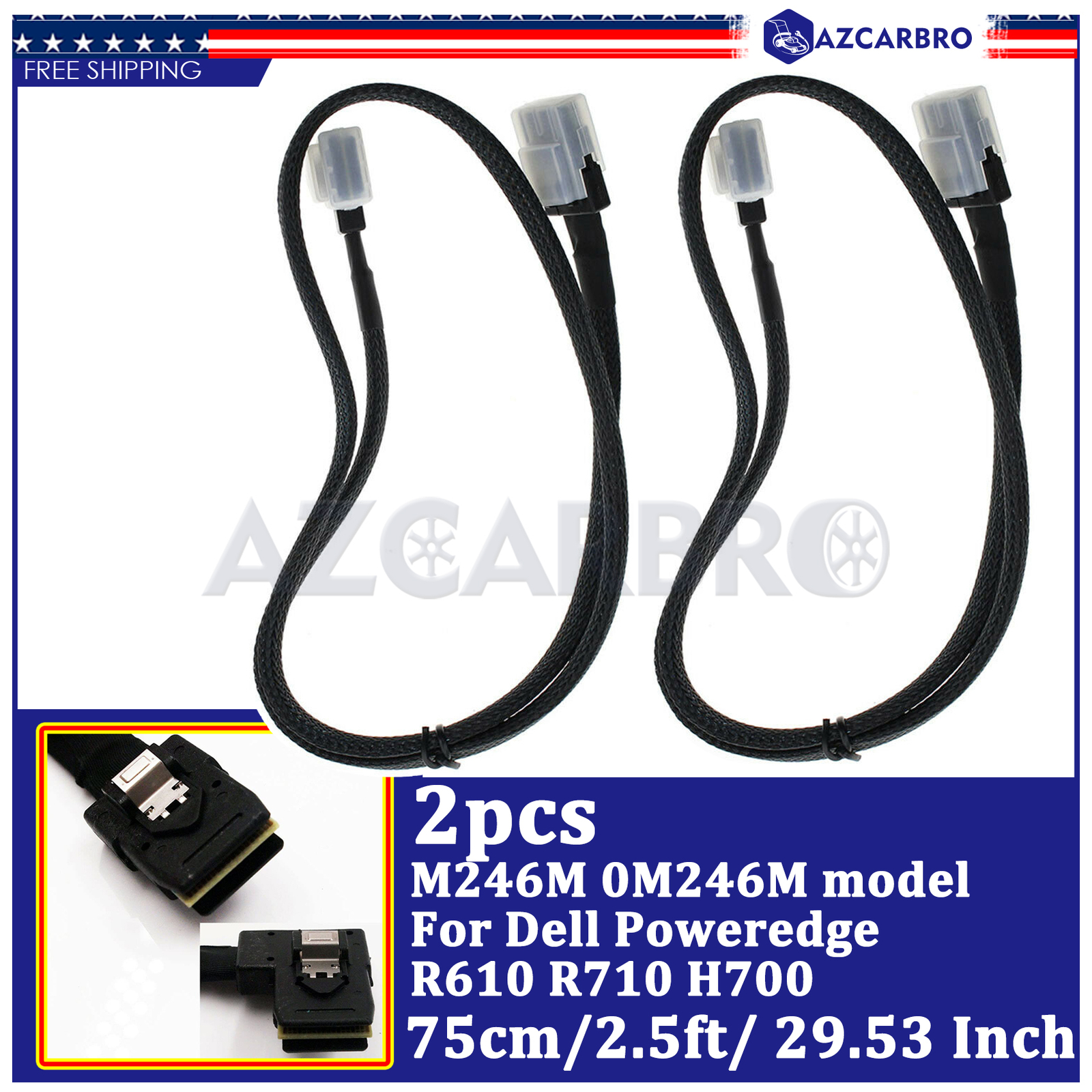  2PCS SAS-A SAS-B SATA CABLE FOR DELL POWEREDGE R610 R710 H700 M246M 0M246M