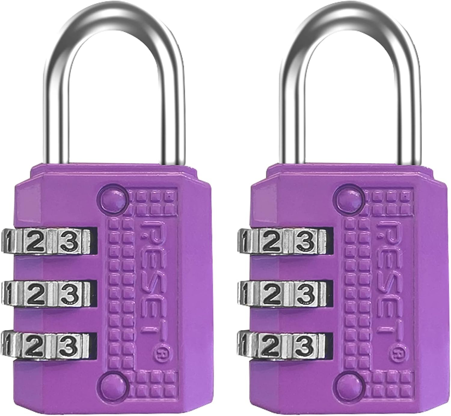 -071 Mini Combination Lock, 3-Digit table, Purple, 2 Pack