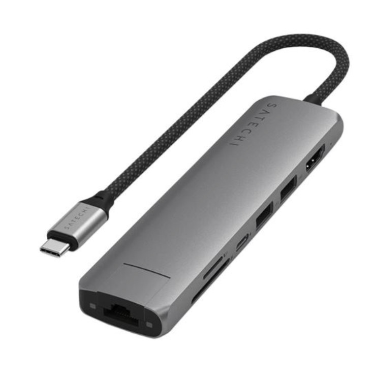 SATECHI 7-in-1 Multiport Slim Adapter w/ Ethernet MODEL ST-P7SM | GREY | $79.99