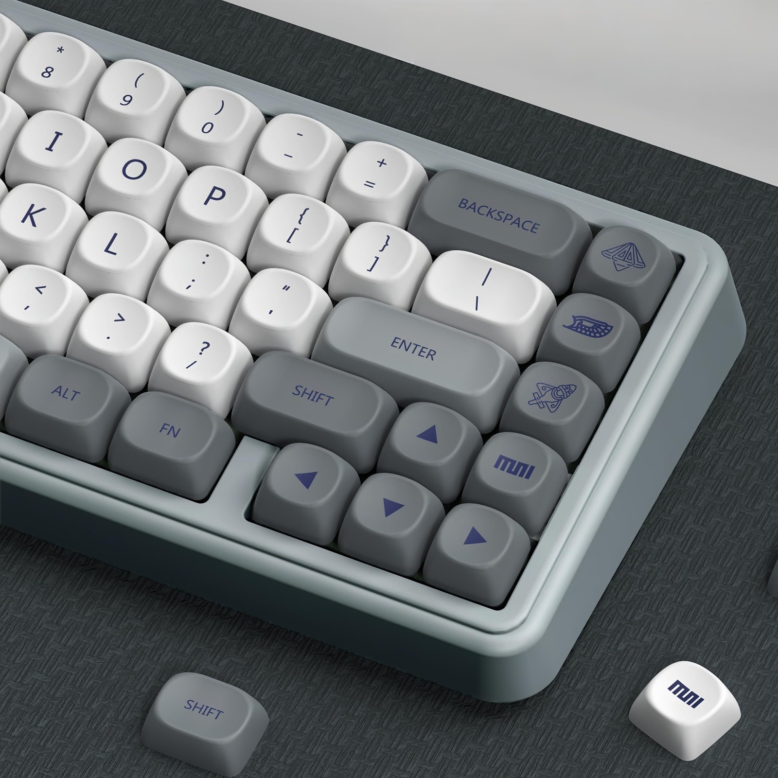 PBT Keyboard Keycaps White Grey MOA Profile Custom Mechanical Keycaps