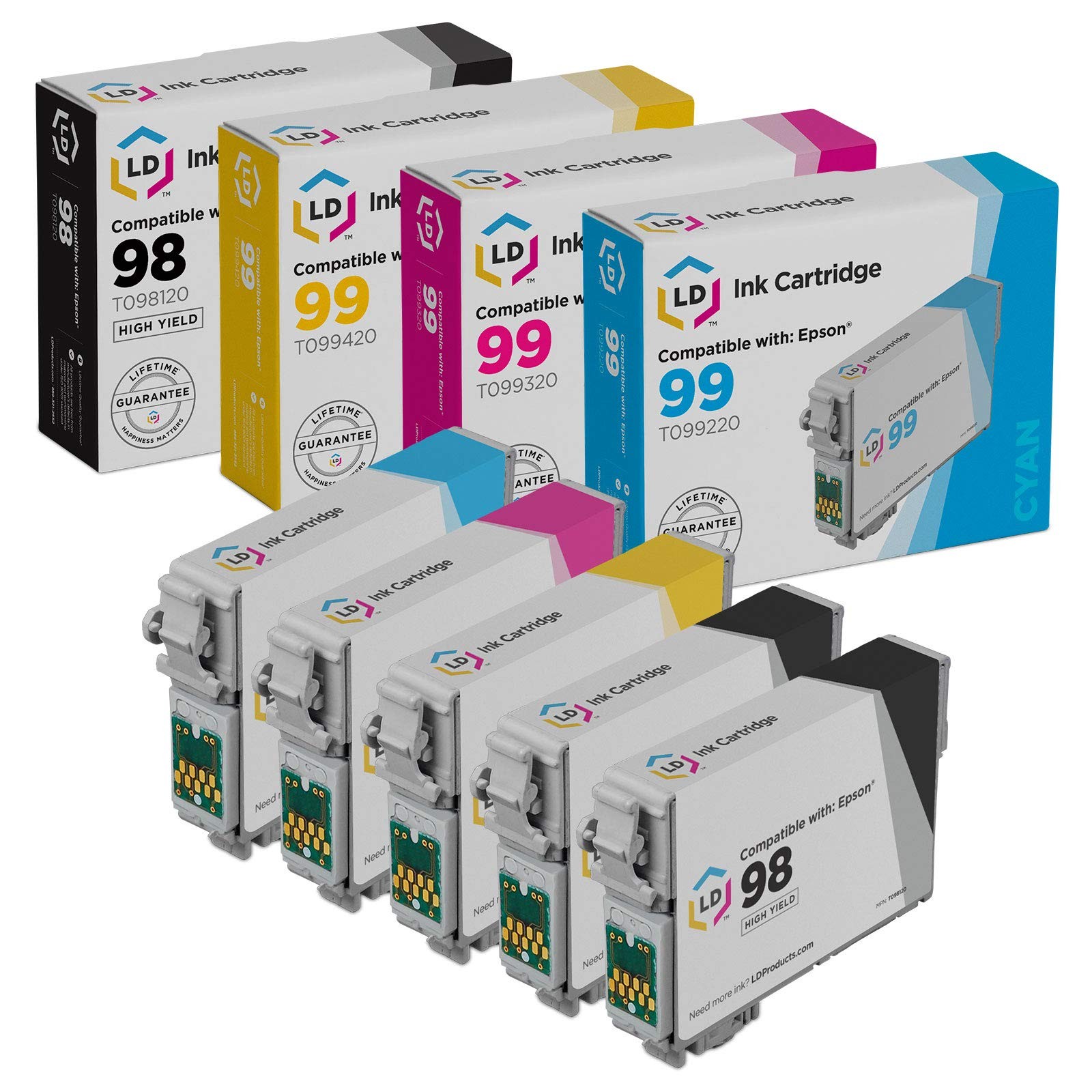 LD Replacement Ink for Epson T098 T099 5 Set T098120 T099220 T099320 T099420