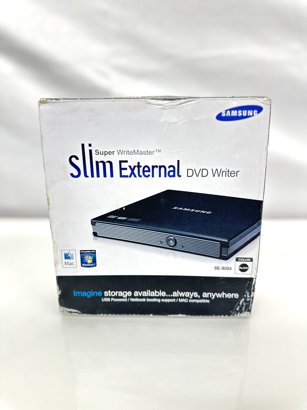 Samsung Black Slim External DVD Drive Writer SE-S084F 24x DVD-RW DVD+RW NEW