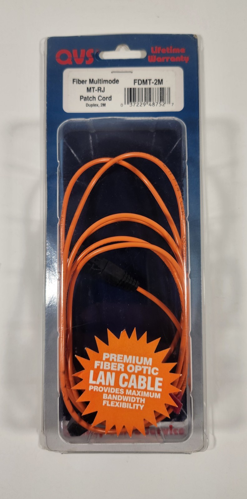NEW QVS FIBER MULTIMODE MT-RJ PATCH CORD DUPLEX 2M FDMT-2M