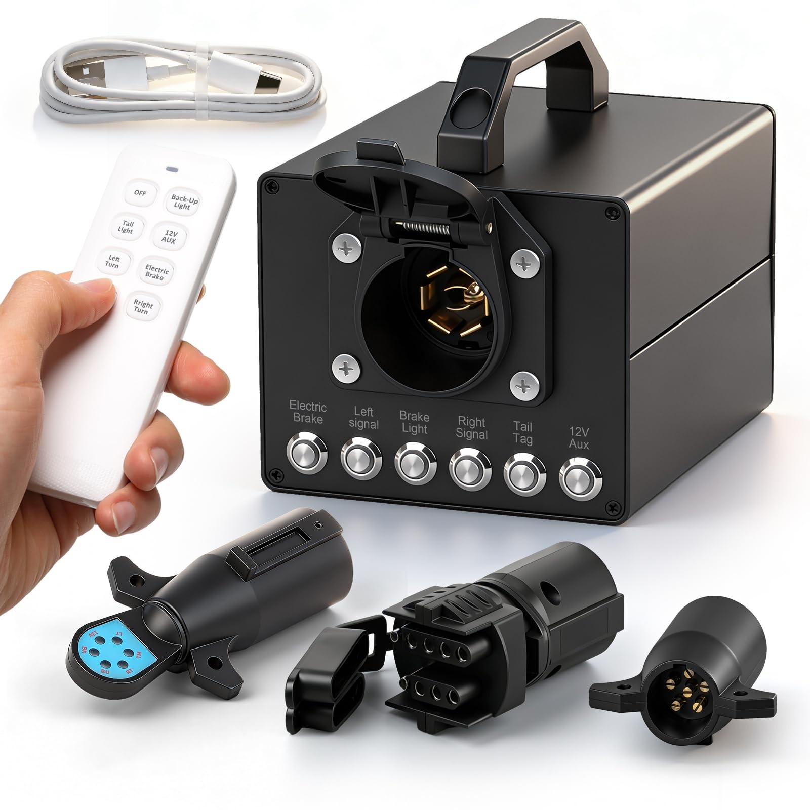 Zuomeng Trailer Light & Electric Brake Tester with Wireless Remote black