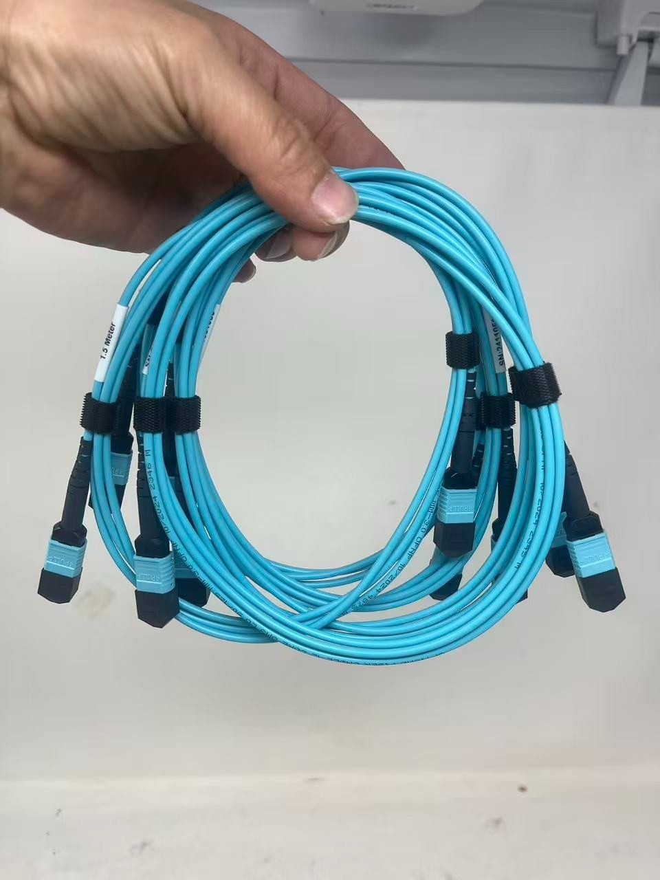 Lot 50 * 12F MPO OM3 MPO Fiber Optic Cables  Type B 1.75M Aqua  female to female