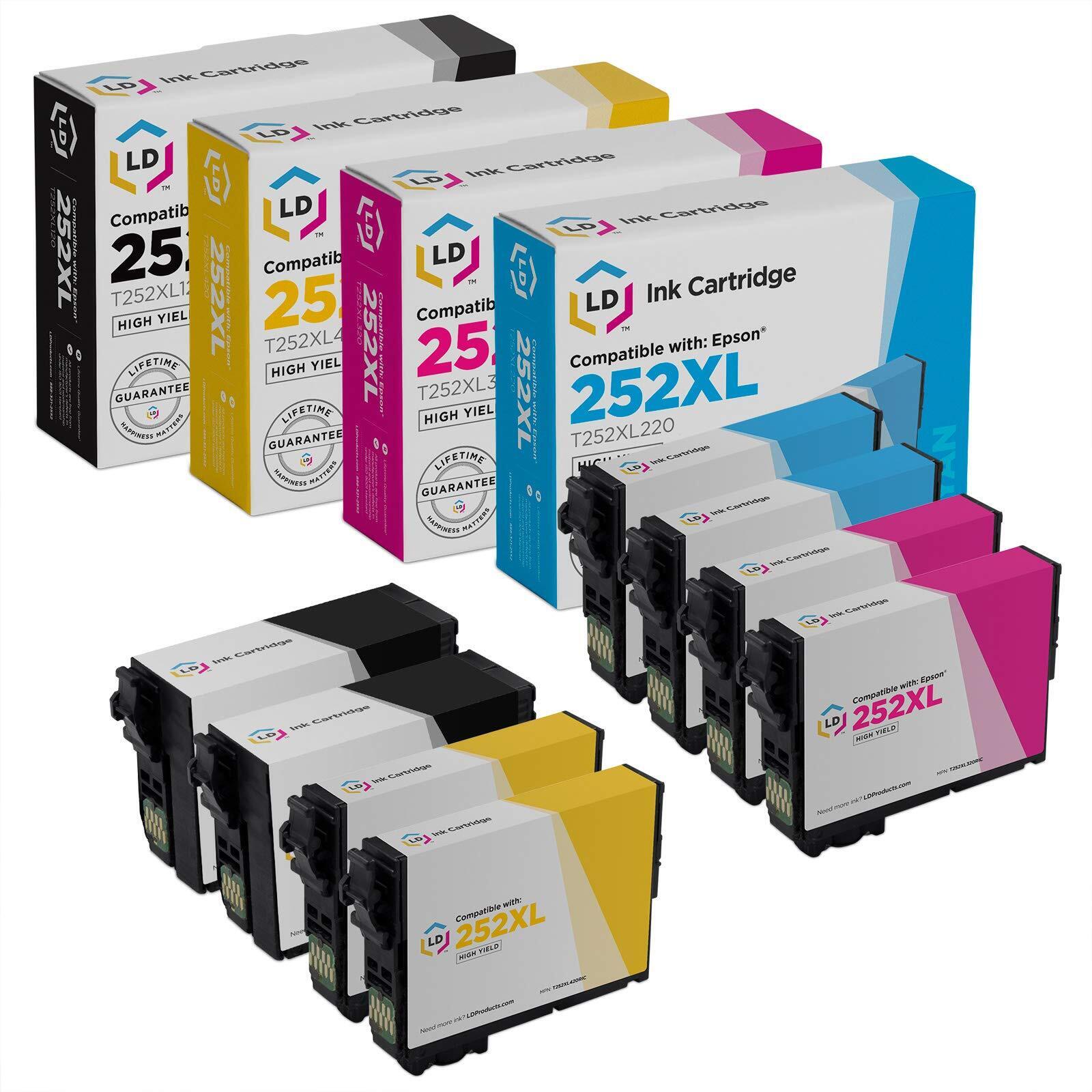 LD Products Replacements for Epson 252XL Ink Cartridges HY Color 8-Pack Bundle