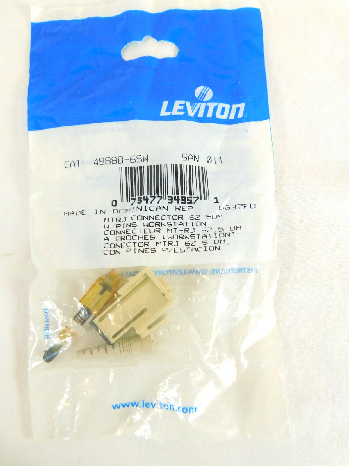 49888-6SW Leviton MT-RJ Fiber Optic Connector Spectro-Link Workstation