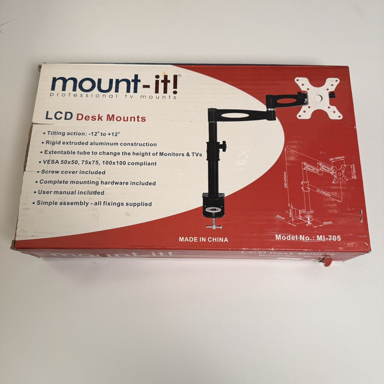 NEW Mount-It Desk Mount - Adjustable LCD Monitor Arm Up to 30