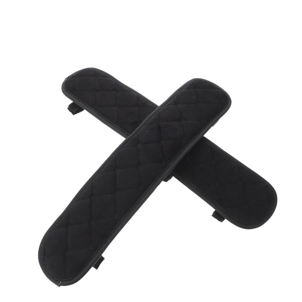 Universal Plush Armrest Cushion with Straps for Office and Gaming Chairs Black