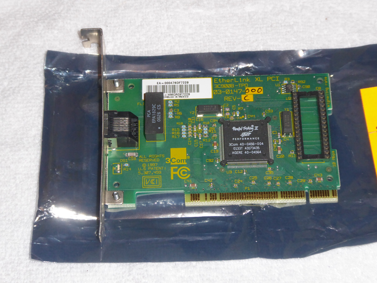 3Com Etherlink XL PCI 3C9008-TPO 03-0147-000 Rev-C Ethernet Card