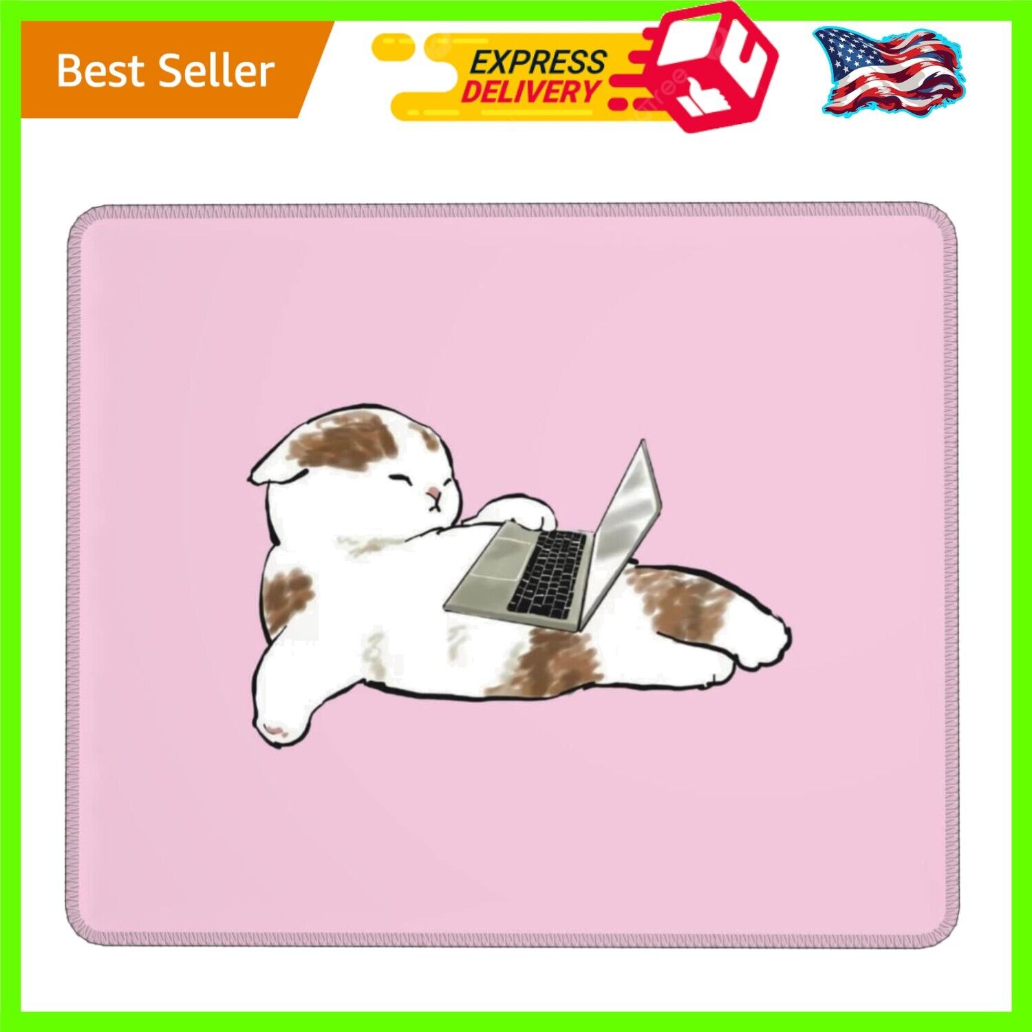Pink Kawaii Mouse Pad Cute Cat Square Mouse Pad Anti-Slip Rubber Funny Mousepad
