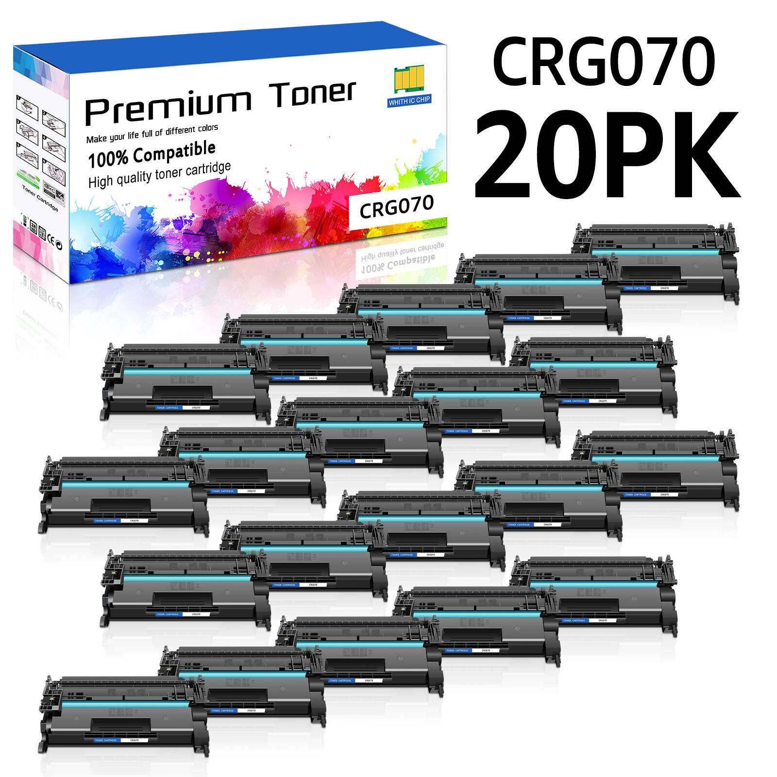 20PK CRG070 Black Toner Cartridge With Chip for Canon LBP246dw LBP247dw MF467dw