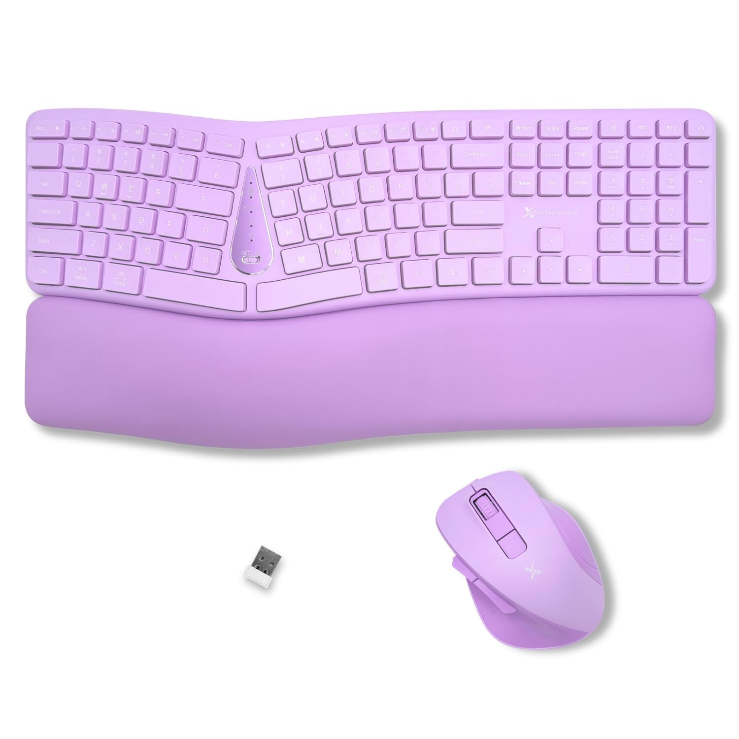 X9 Purple Ergonomic Keyboard Mouse Wireless Combo - Type Comfortably Longer -...