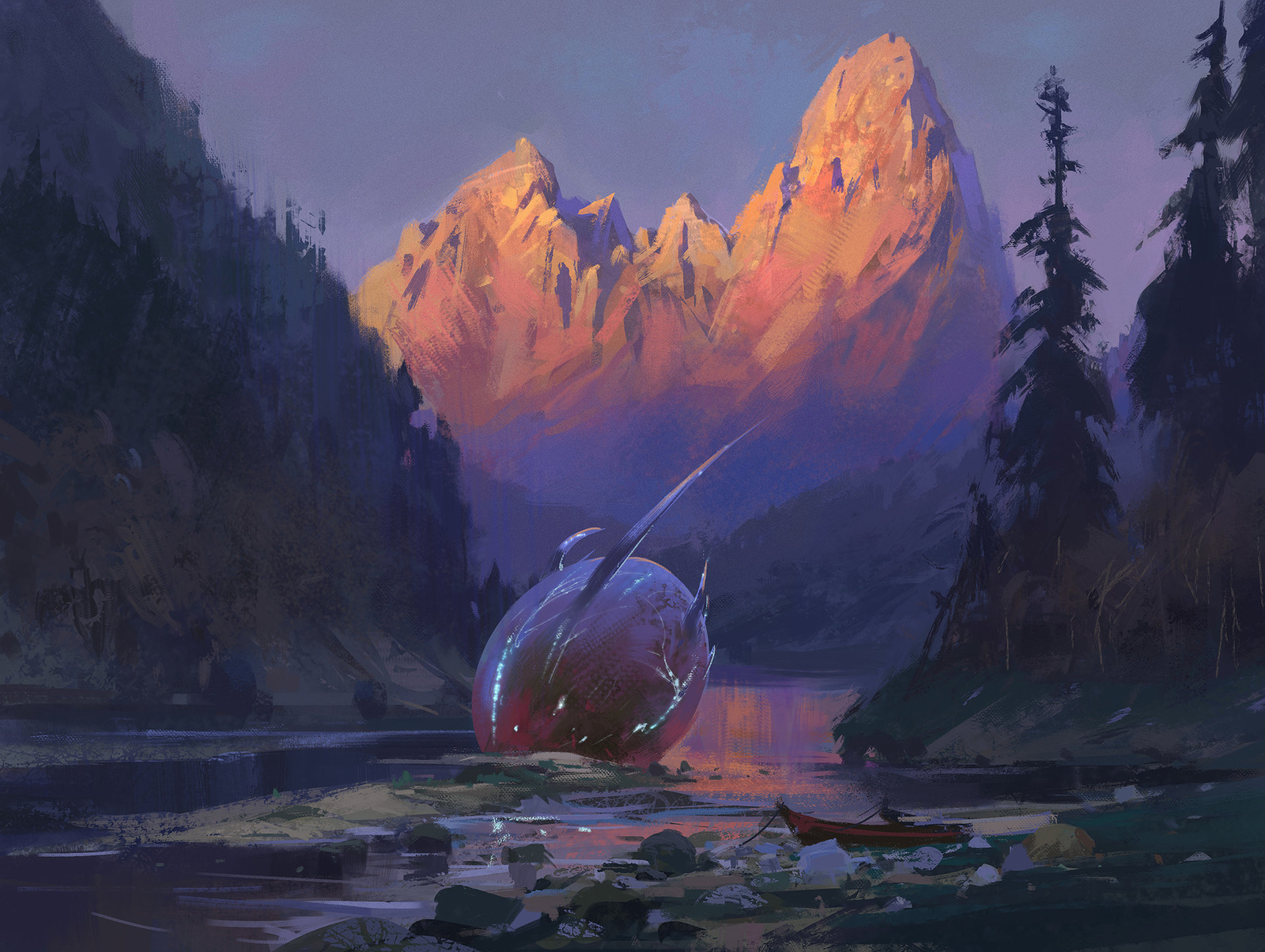 Landscape nature art sunset nikolai litvinenko boat Custom Gaming Mat Desk