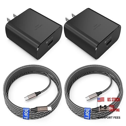 Super Fast Charger USB C, 2-Pack Type-C Super Fast Charger Wall Charging 10FT