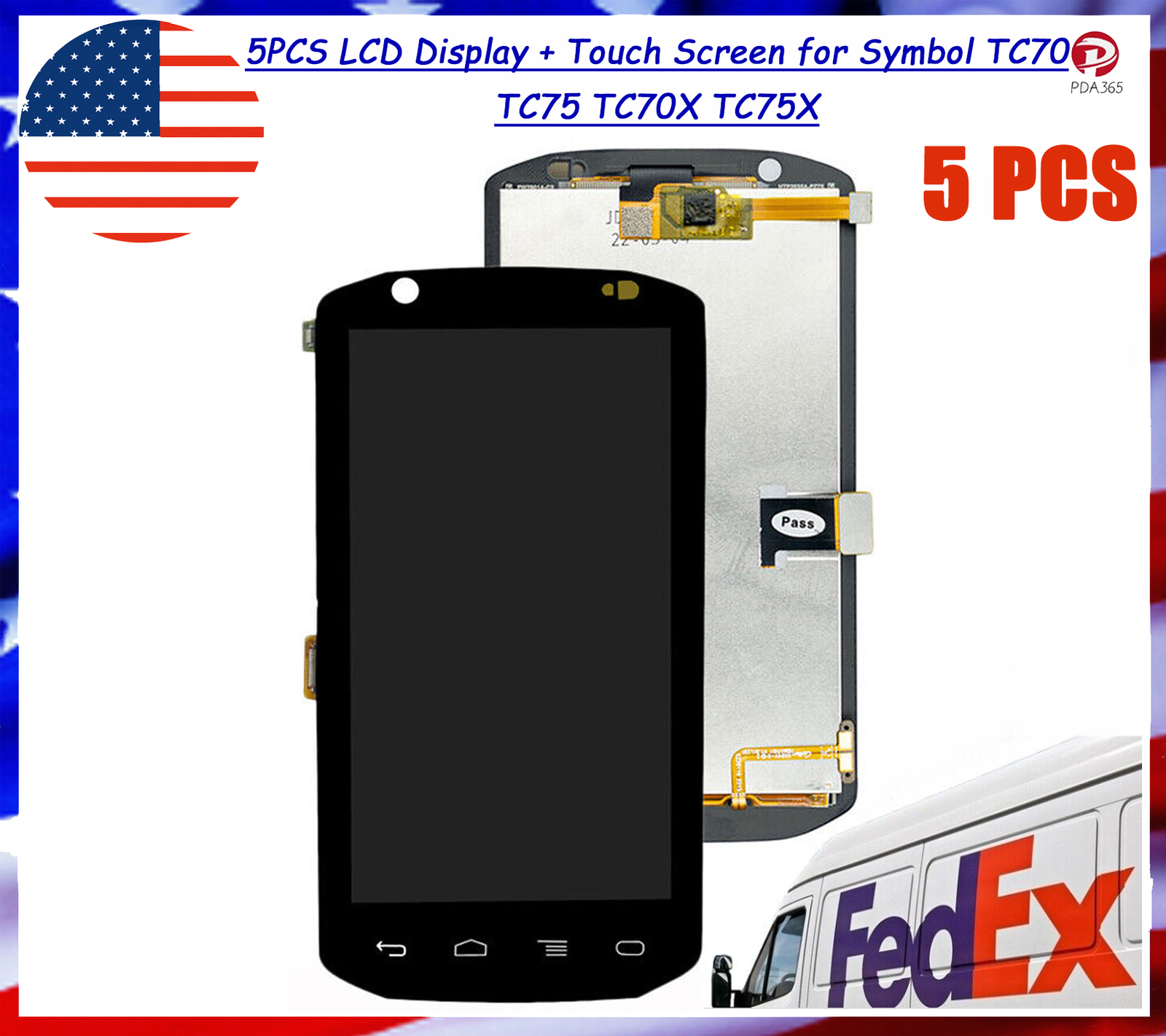 5PCS LCD Display + Touch Screen for Symbol TC70 TC75 TC70X TC75X