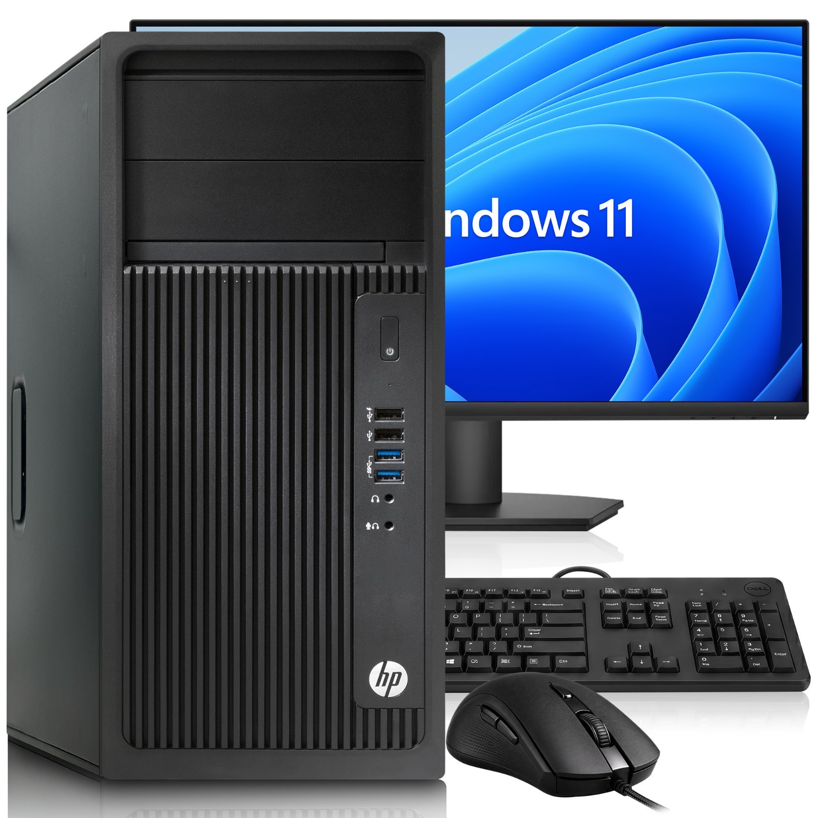 HP Z240 Tower Workstation PC Intel i5-6th 16GB RAM 256GB SSD 24" LED WiFi Win 11