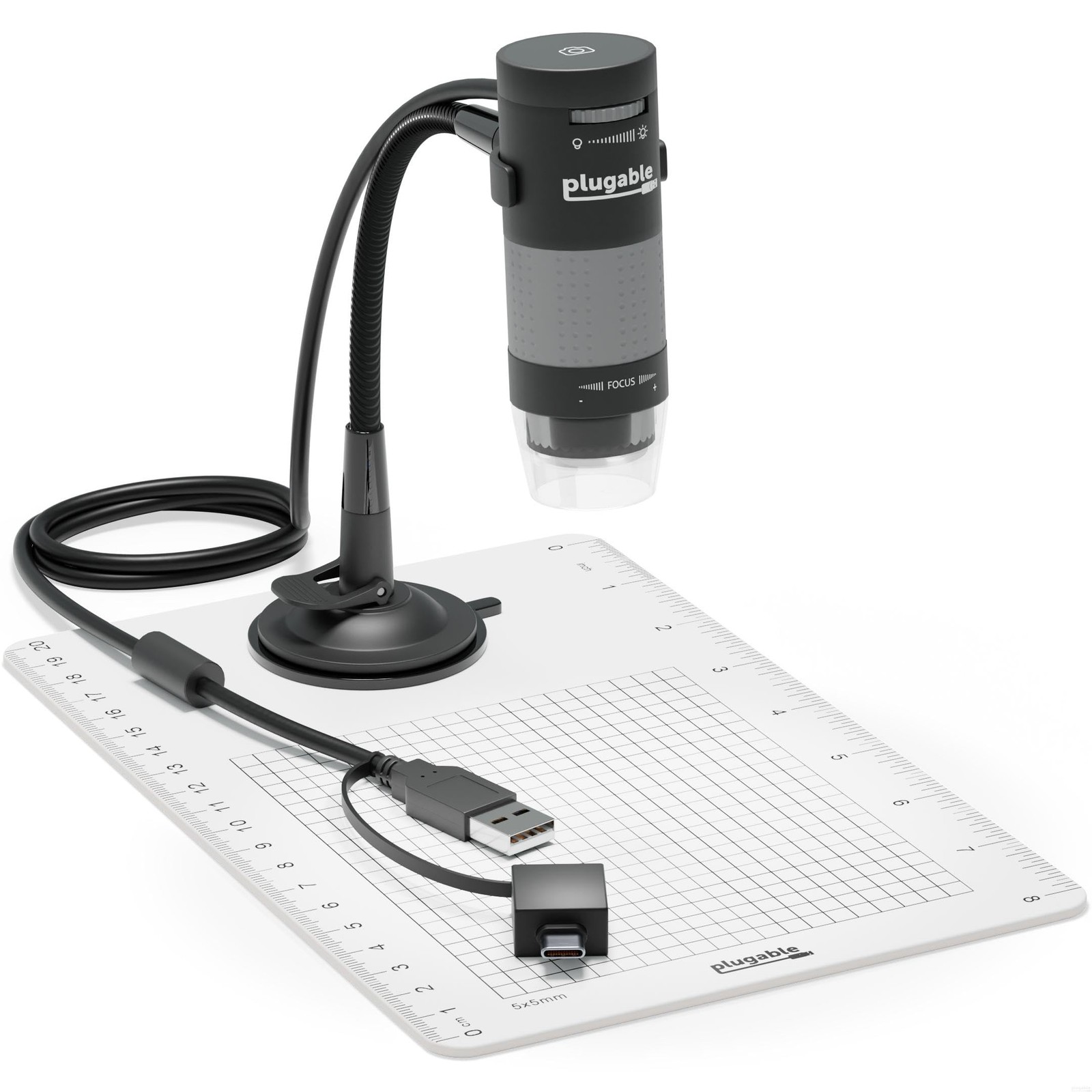 USB Digital Microscope 250x, 2MP Micro Camera with Flexible Arm Stand - Handh...