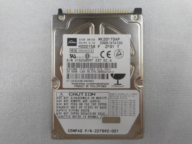 HDD2158 20.00GB 2.5IN 4200 RPM ATA/IDE HDD