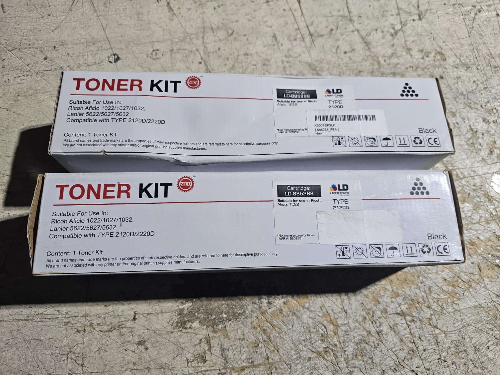 Lot of 2 Compatible Ricoh 885288/Type 2120D 2PK High Yield Black Toner KIT. #T18