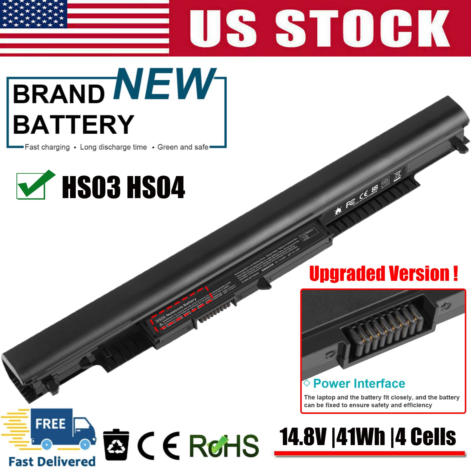 ✅Upgraded HS04 HS03 Battery For HP 807956-001 807957-001 807612-421 TPN-C125