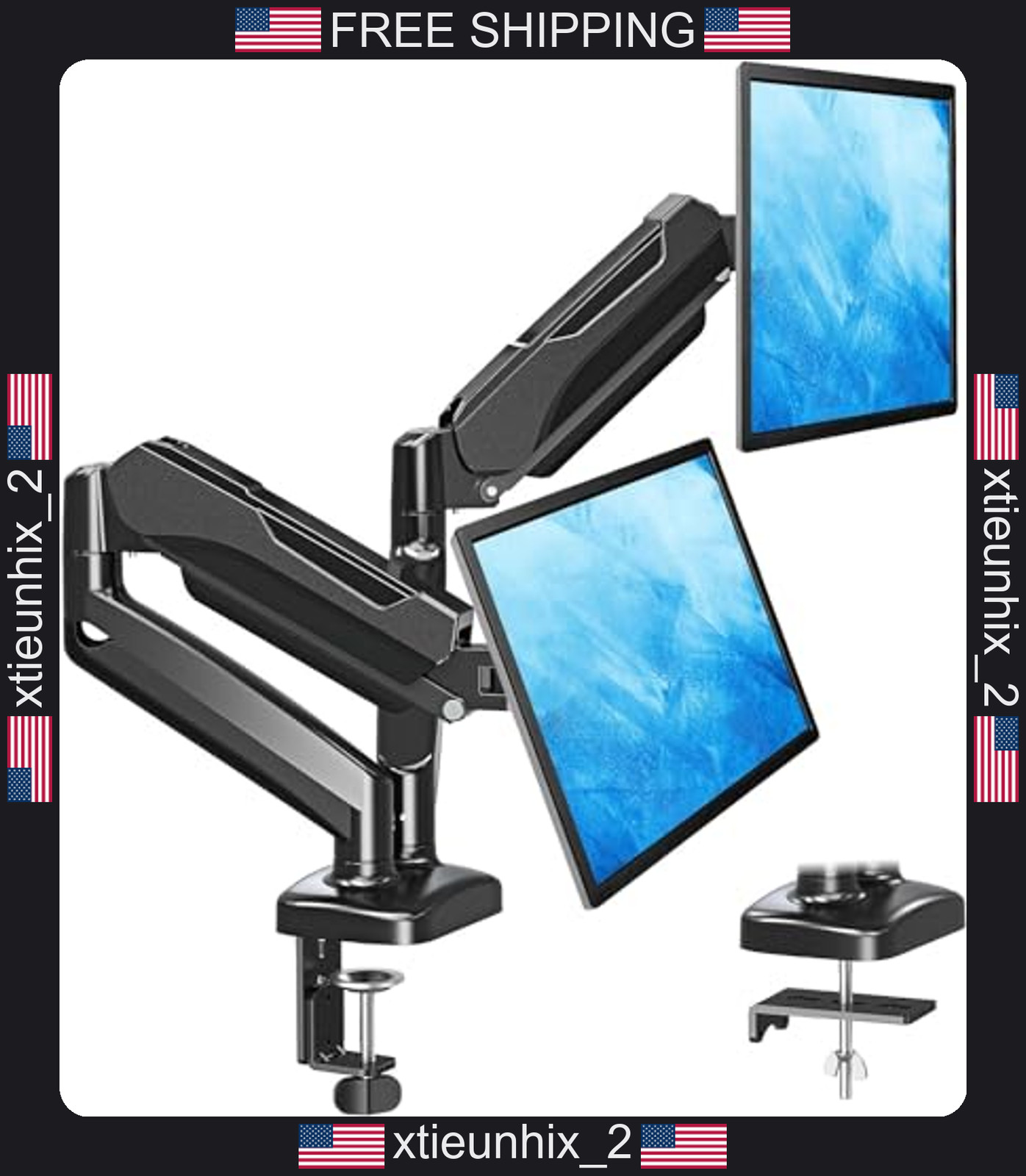Dual Monitor Mount for Desk 17-32 Inches VESA Adjustable Arms