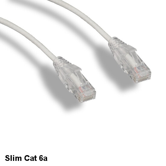 Kentek White 20ft Ultra Slim Cat6A Patch Cable 28AWG UTP Snagless Ethernet RJ45