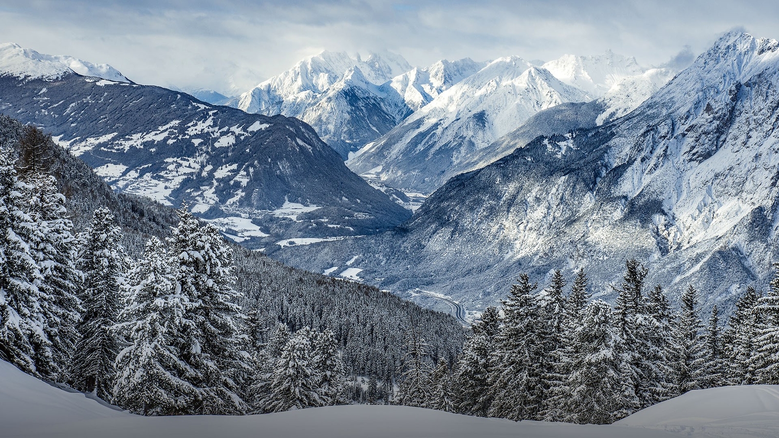 Landscape nature winter mountains snowy mountain trees Custom Gaming Mat Desk