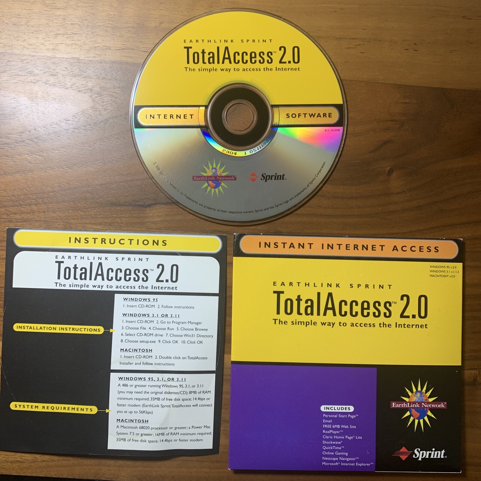 Earthlink TotalAccess Software 2.0 Sprint (Windows/Mac) Vintage Collectible CD