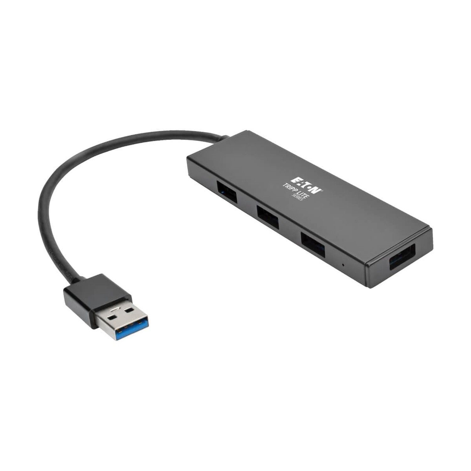 Eaton Tripp Lite 4-Port Portable Slim USB 3.0 Super speed Hub with Built In C...