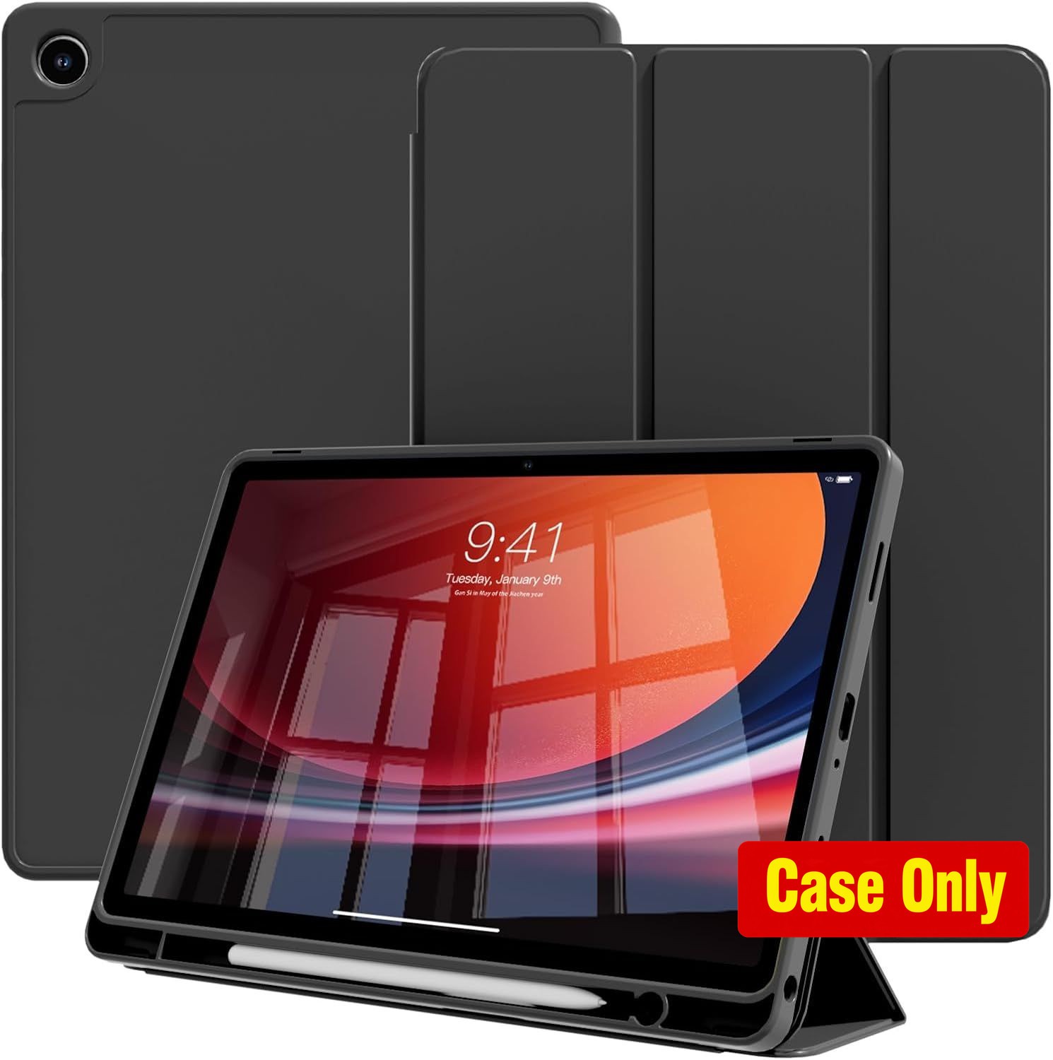 Slim Trifold Stand Case with Pencil Holder for 2023 Samsung Galaxy Tab A9+ 11