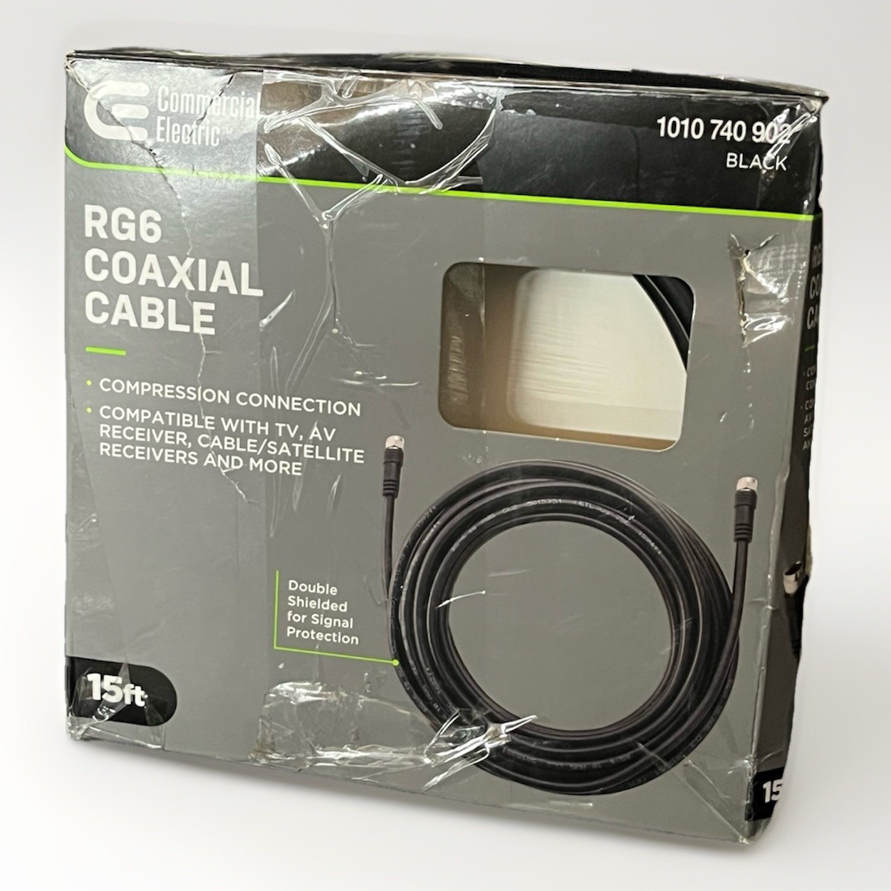 Commercial Electric FS-R6C-0003 15 ft RG6 Coaxial Cable Black New Open Box