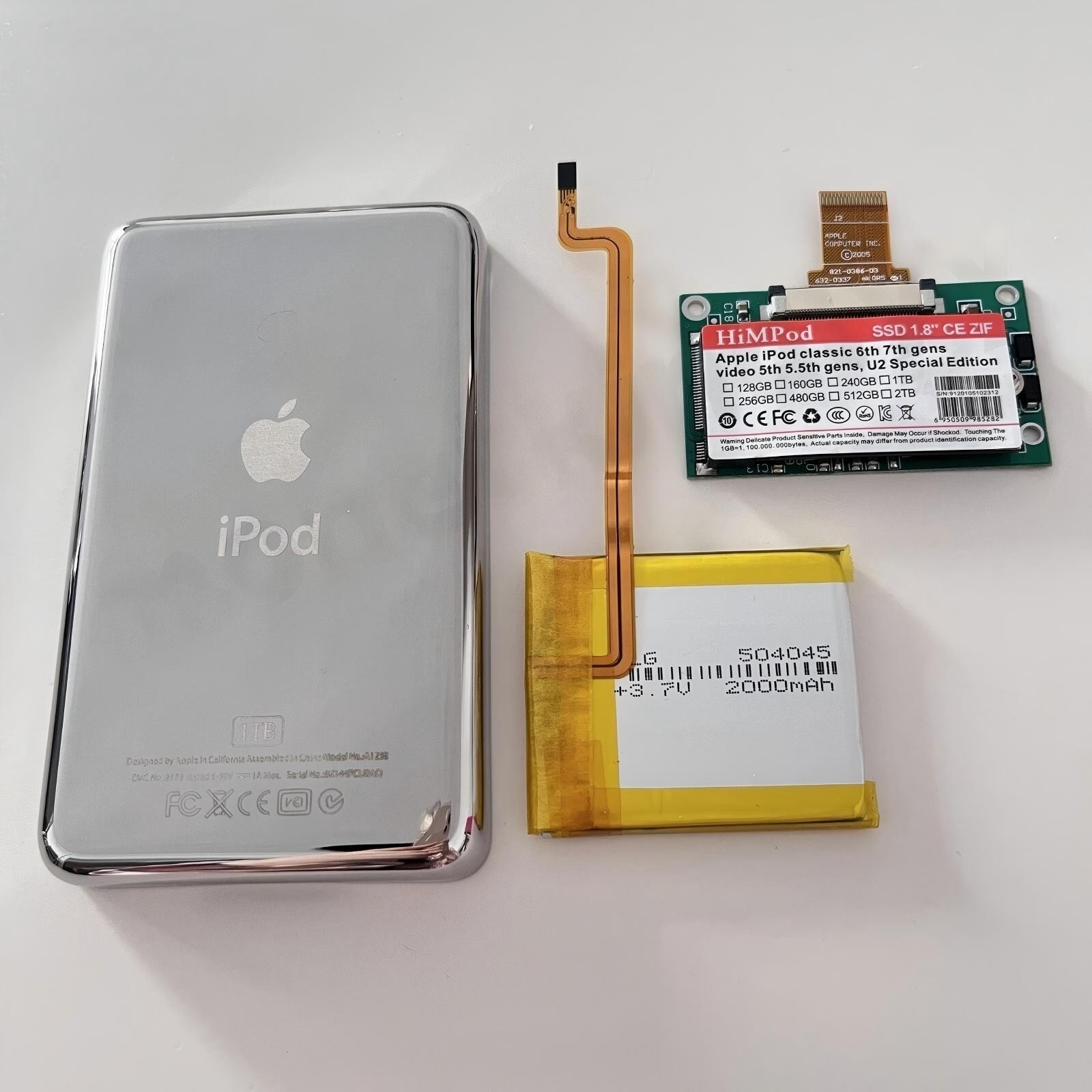 2TB SSD Upgrade & 2000mAh Battery for iPod Classic 6th 7th 160GB Video 5th 5.5th