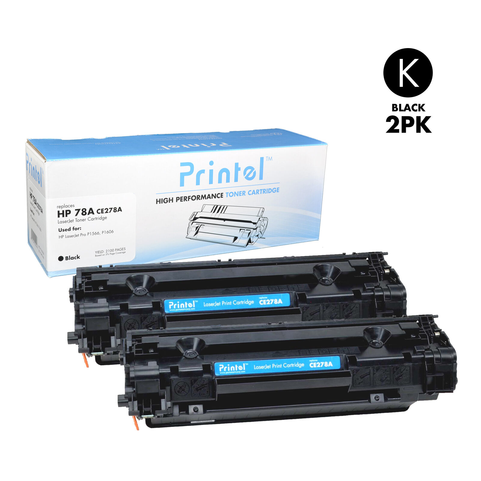 Printel Compatible Toner Cartridge Replacement for HP 78A (CE278A) Black 2 Pack
