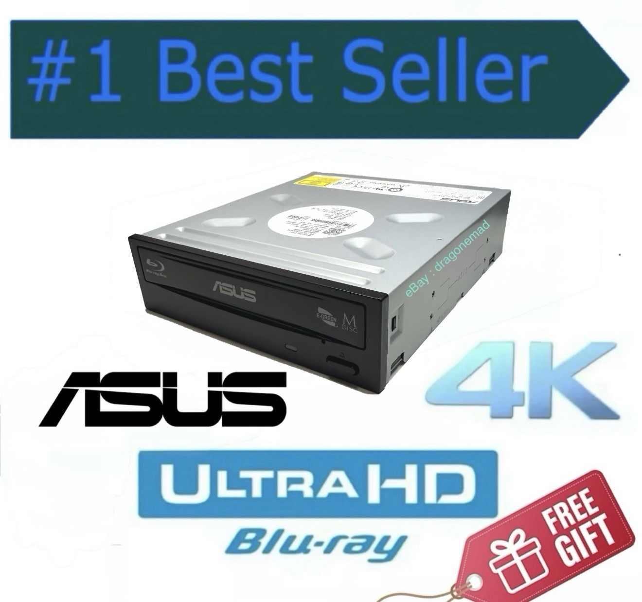 ASUS BW-16D1HT 4K ULTRA HD Blu-ray Drive, UHD Friendly v3.10 [UNLOCKED] + GIFT