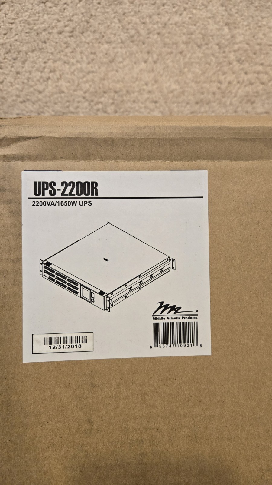Middle Atlantic UPS-2200R Rackmount Uninterruptible Power Supply 1650W (Q6)