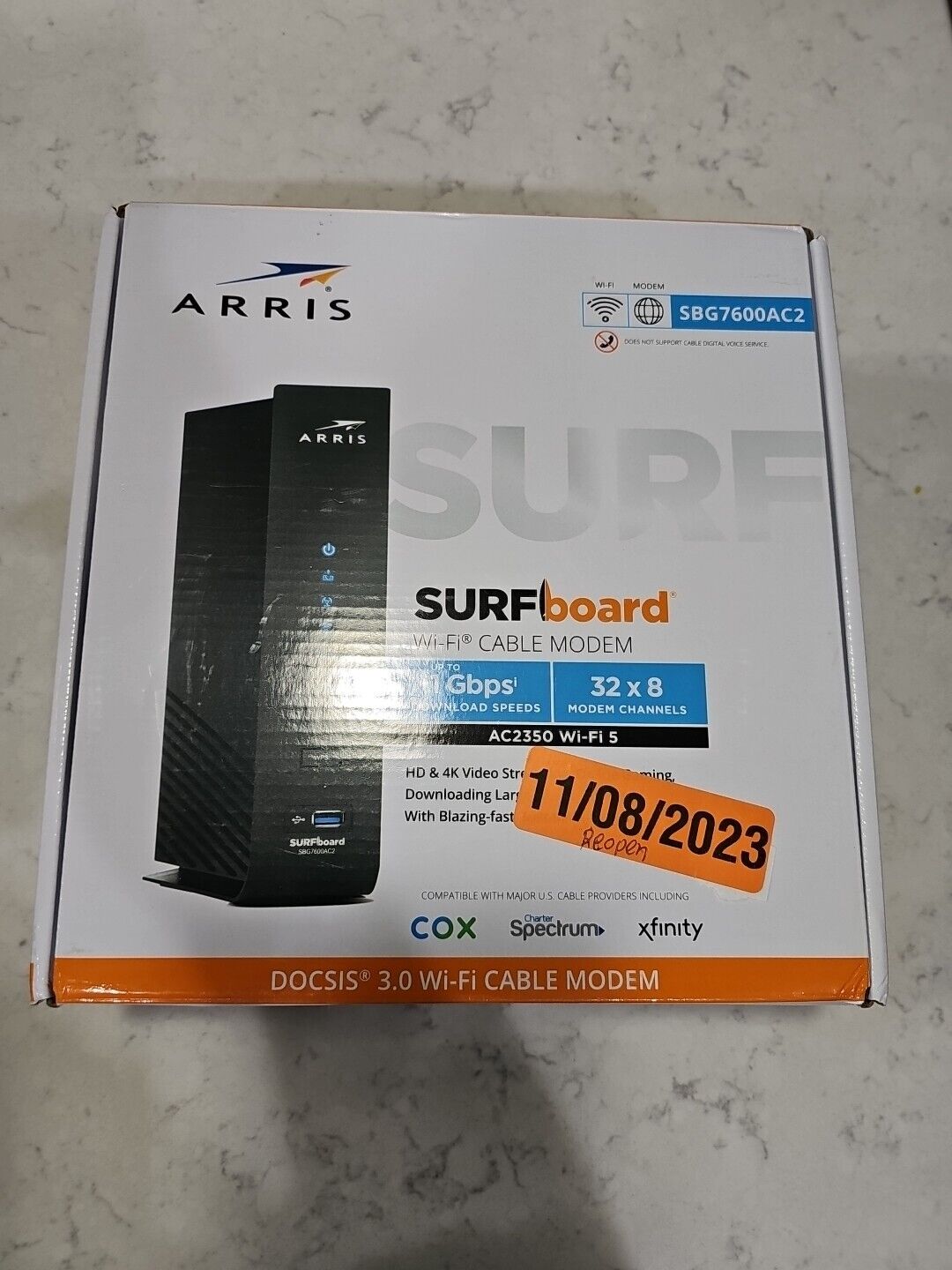ARRIS SURFboard SBG7600AC2 DOCSIS 3.0 Cable Modem & AC2350 Wi-Fi Router