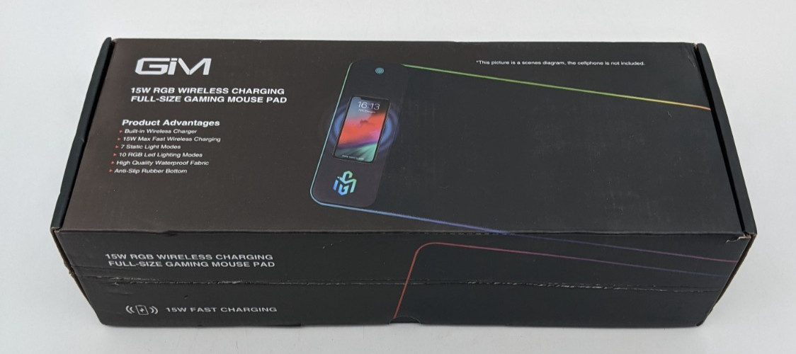 GIM Wireless Charging RGB Gaming Mouse Pad 15W, LED Mouse Mat 800x300x4MM, 10