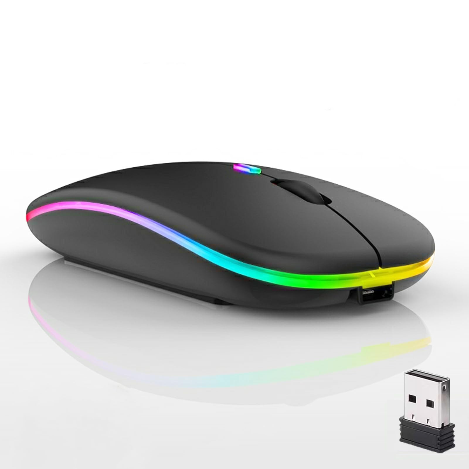 Wireless Bluetooth Mouse LED Rechargeable Silent Slim Mouse for Laptop Desktop