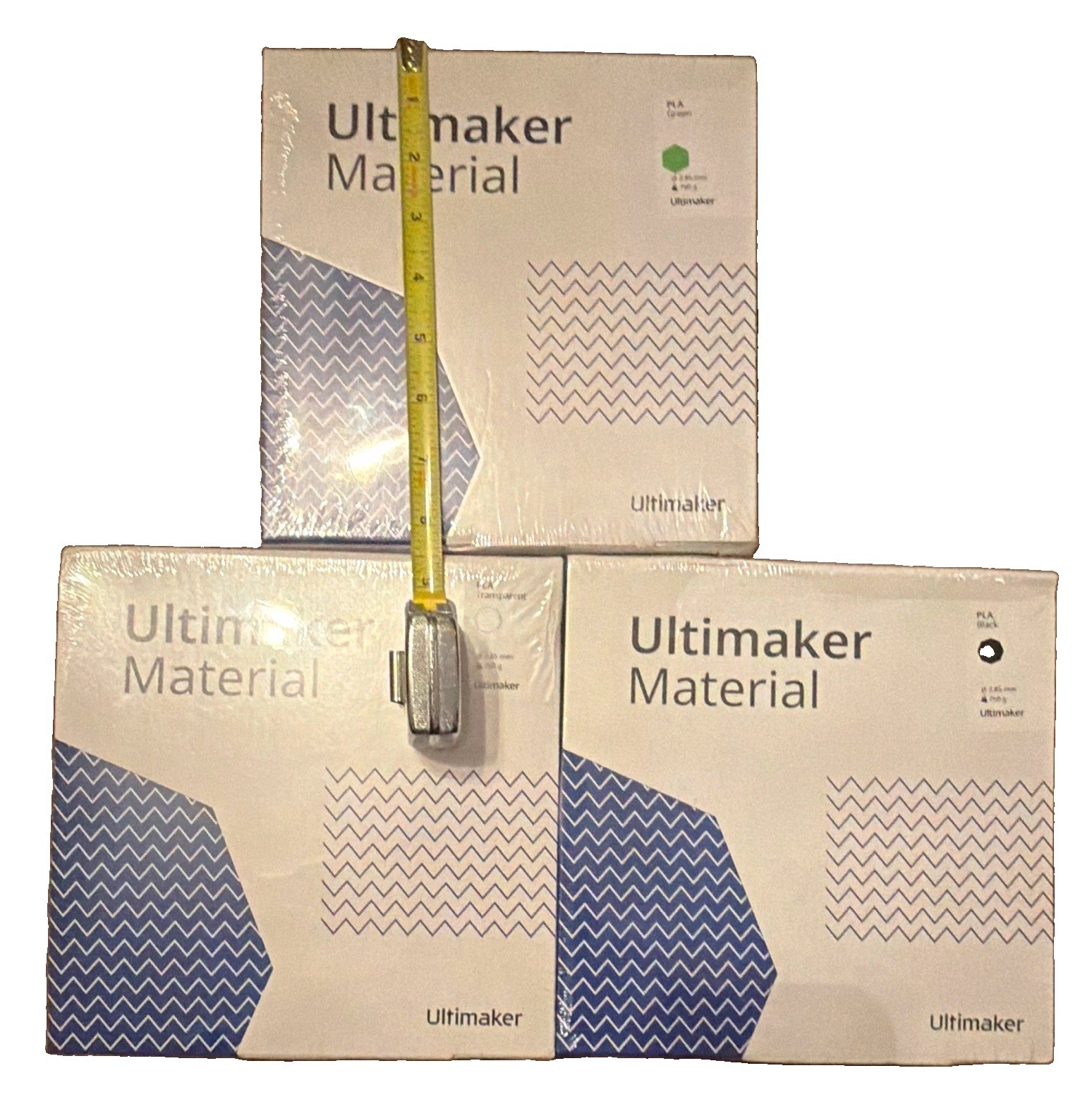 NEW 3x Lot Genuine Ultimaker Material PLA 2.85mm 750g Black, Green, Transparent