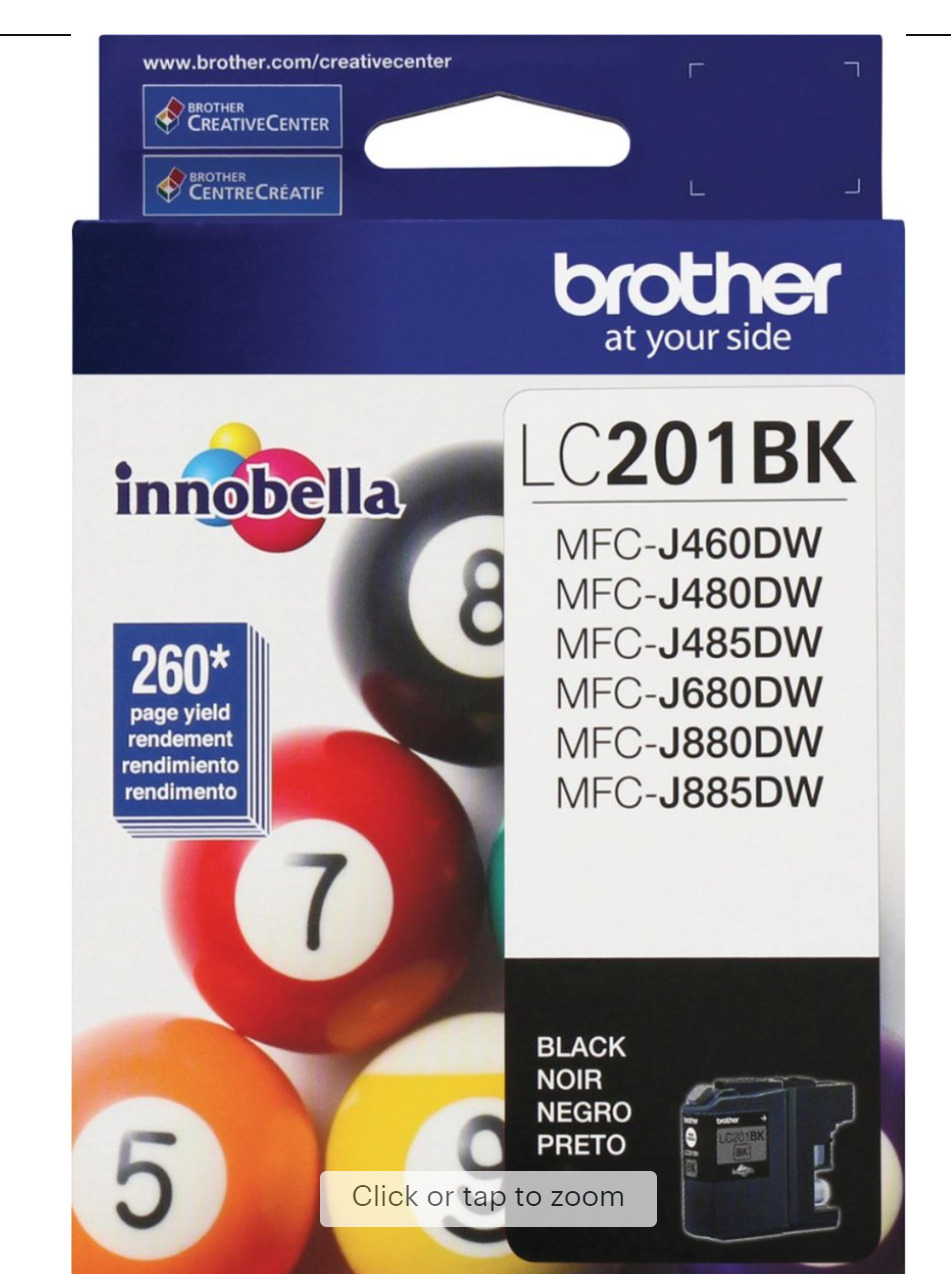 BROTHER LC201BK Standard Yield Black Ink Cartridge